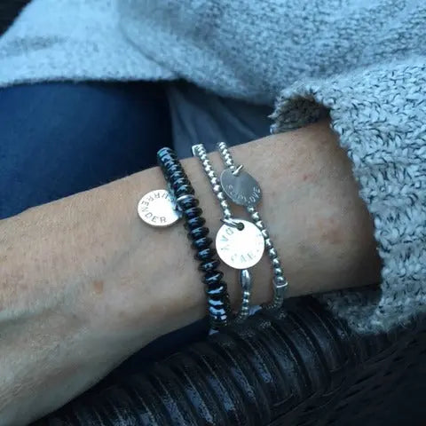 Petal Silver Bead Bracelet - Citrus