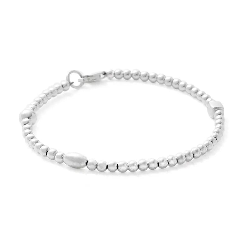Silver Bead Bracelet on Wire - Citrus
