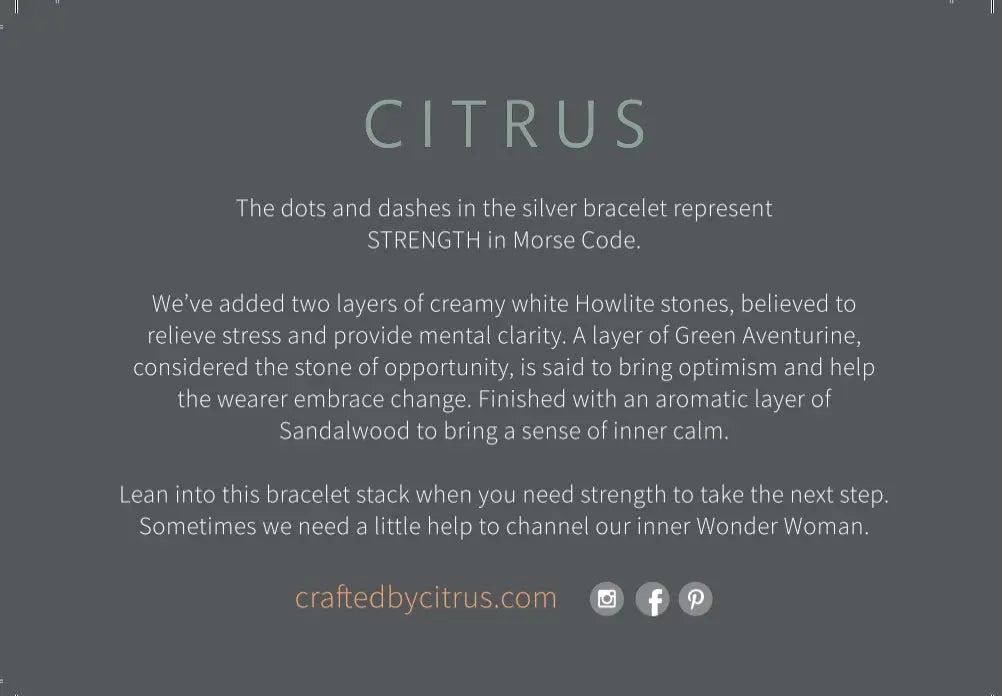 Strength Morse Code Bracelet Stack - Citrus