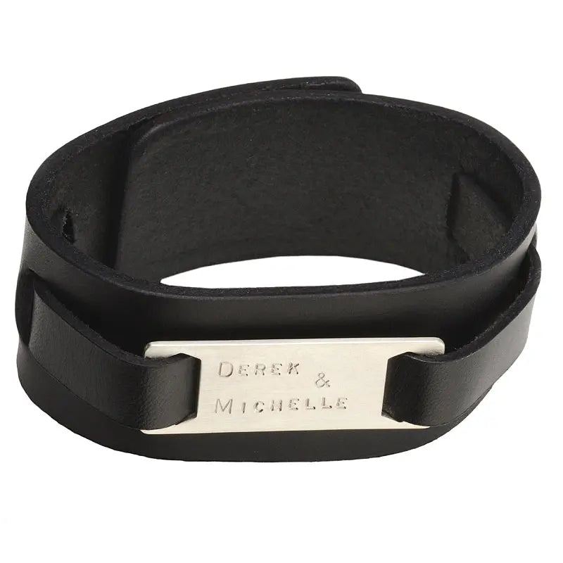 Men's Black Leather Cuff - Citrus