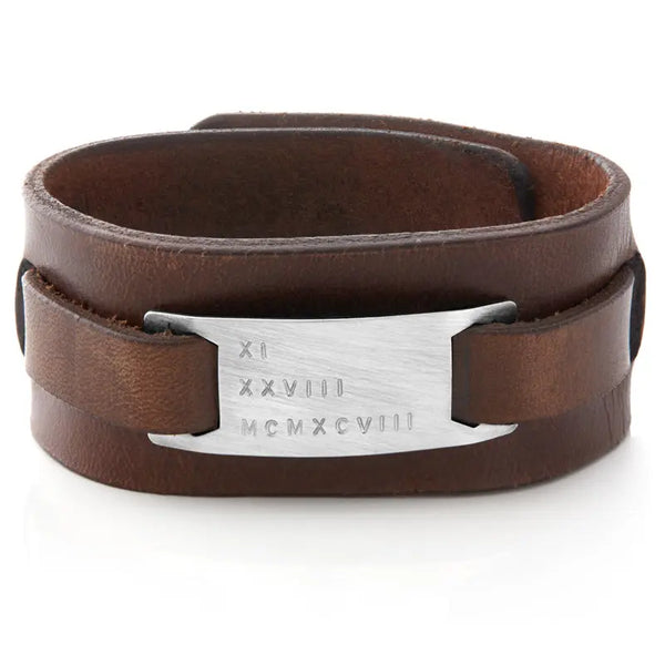 Men's Brown Leather Cuff - Citrus