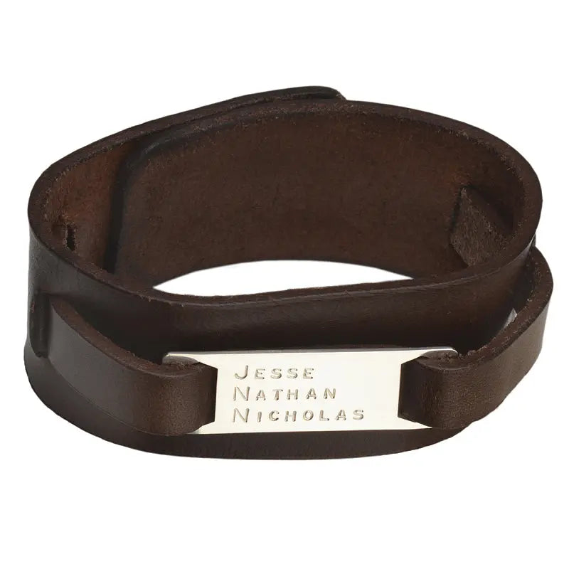 Men's Brown Leather Cuff - Citrus
