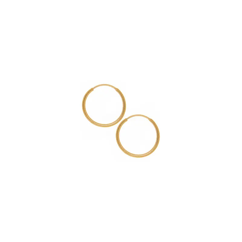 15mm Solid Yellow Gold Hoop Earrings - Citrus
