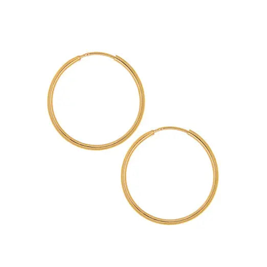 20mm Solid Yellow Gold Hoop Earrings - Citrus