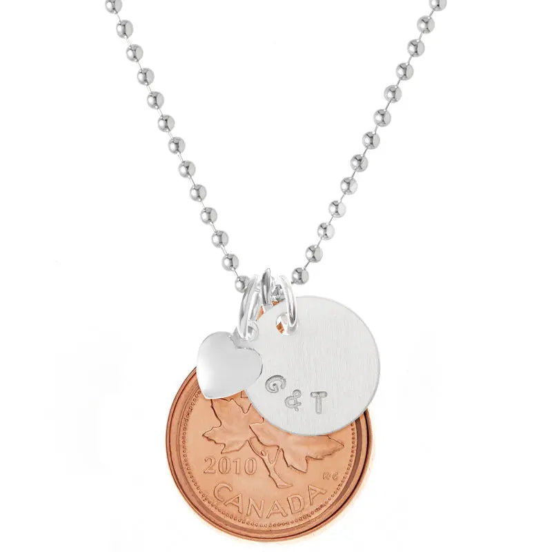Canadian Penny Necklace Copper Edged - Citrus