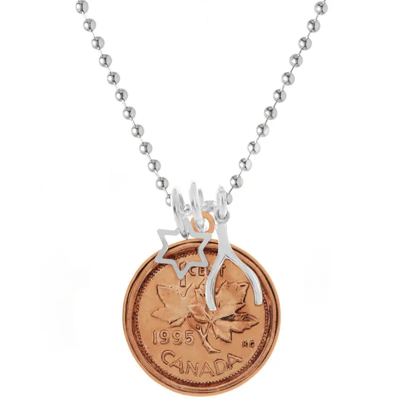 Canadian Penny Wish Necklace Copper Edged - Citrus