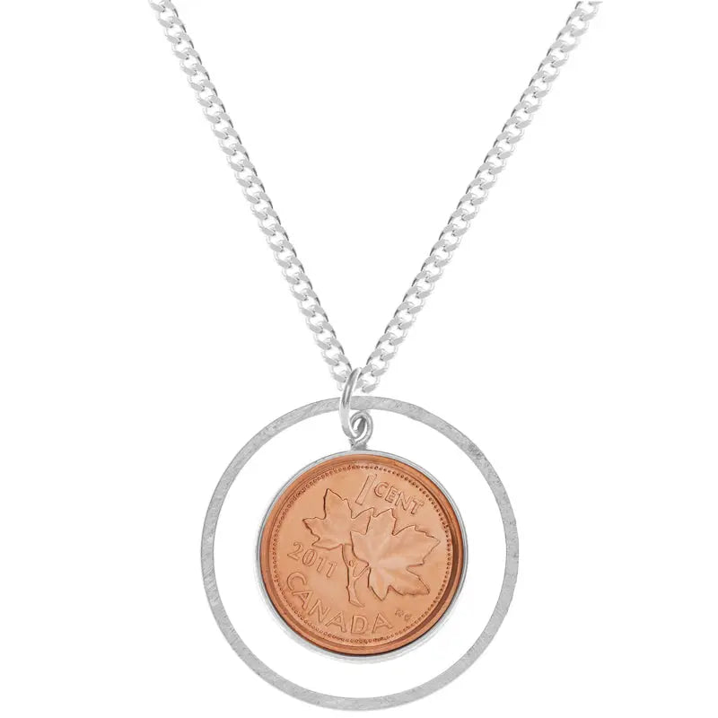 Citrus Silver | Silver Jewellery, Handmade jewelry in Toronto | Our Canadianna collection with patriotic jewellery, canadian penny jewelry, hockey jewelry | Pick your Lucky Penny! We love how iconic the Canadian Penny is, so we've incorporated it into our Long Penny Necklace so you can wear your Canadian pride in long, elegant style.