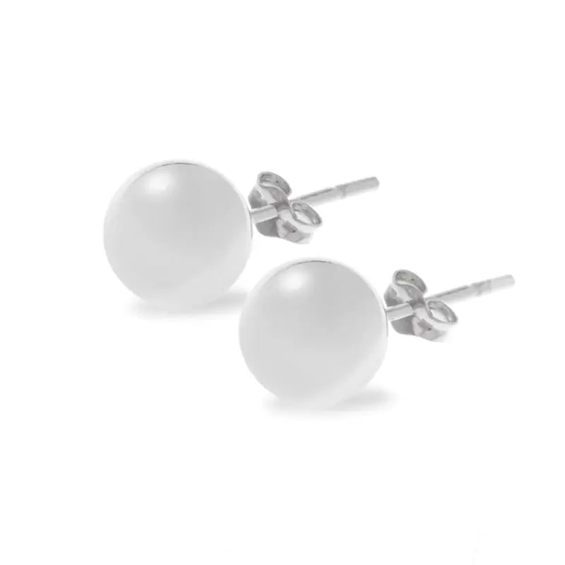 Medium Silver Ball Stud Earrings - Citrus