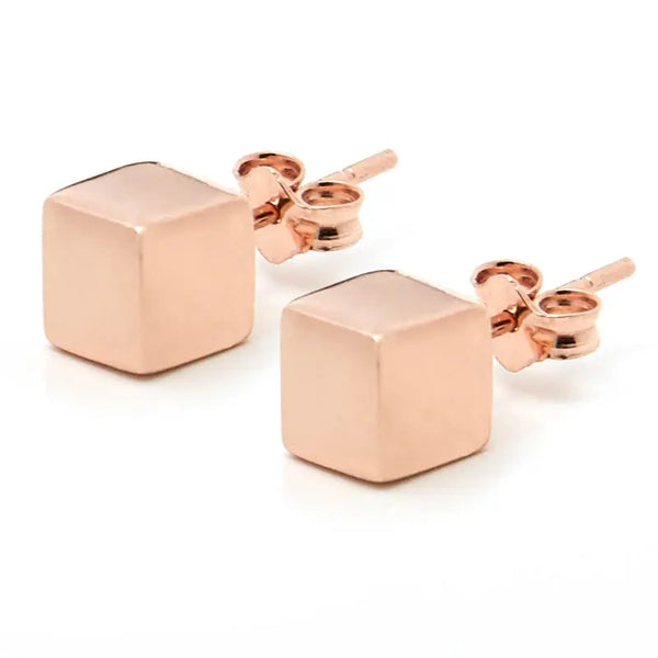 Rose Gold Cube Earrings - Citrus