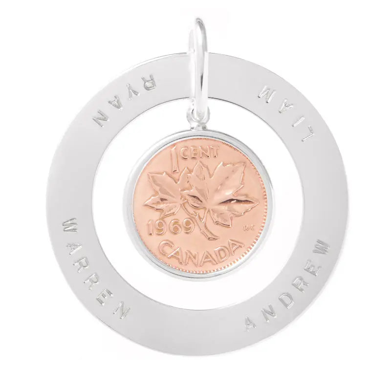 Slice Pendant with Penny Charm - Citrus