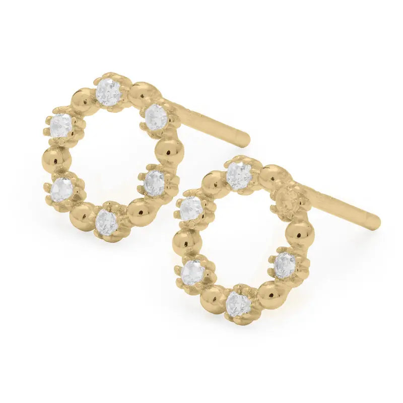 Yellow Gold Circlet Stud Earrings - Citrus