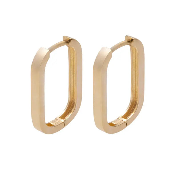 14K Solid Gold Rectangle Earrings