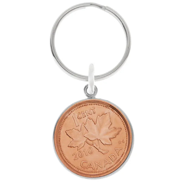 Canadian Penny Keychain Silver Edged - Citrus