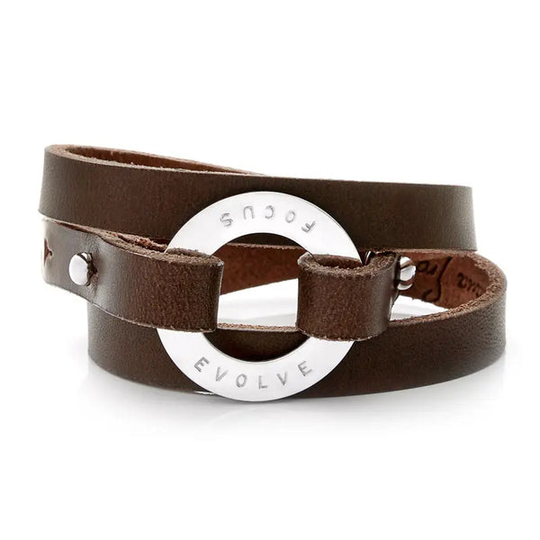 Personalized Dark Brown Leather Cuff - Citrus