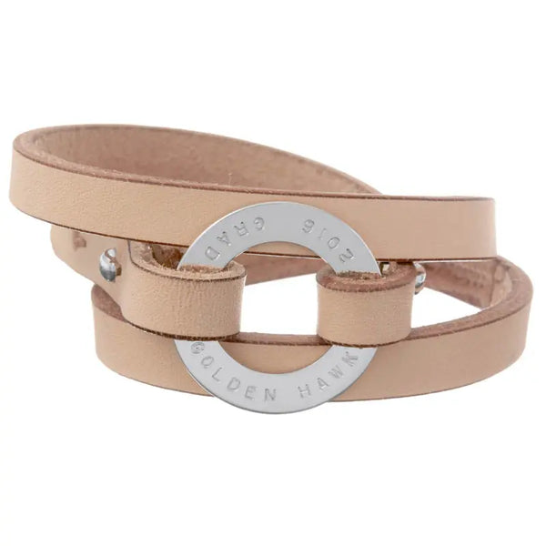 Personalized Natural Leather Cuff - Citrus