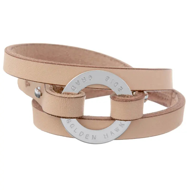 Personalized Natural Leather Cuff - Citrus